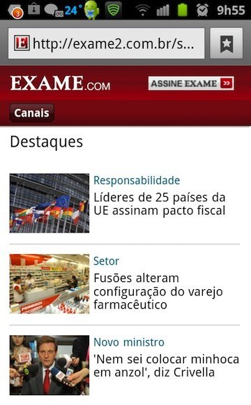 Saiu o web app de EXAME.com para iPhone e Android !