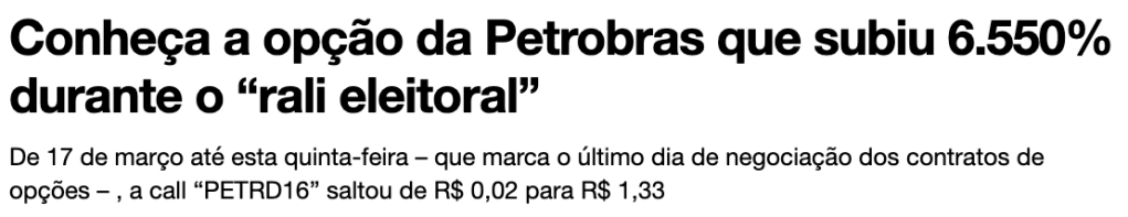 Opção da Petrobras subiu 6550 por cento