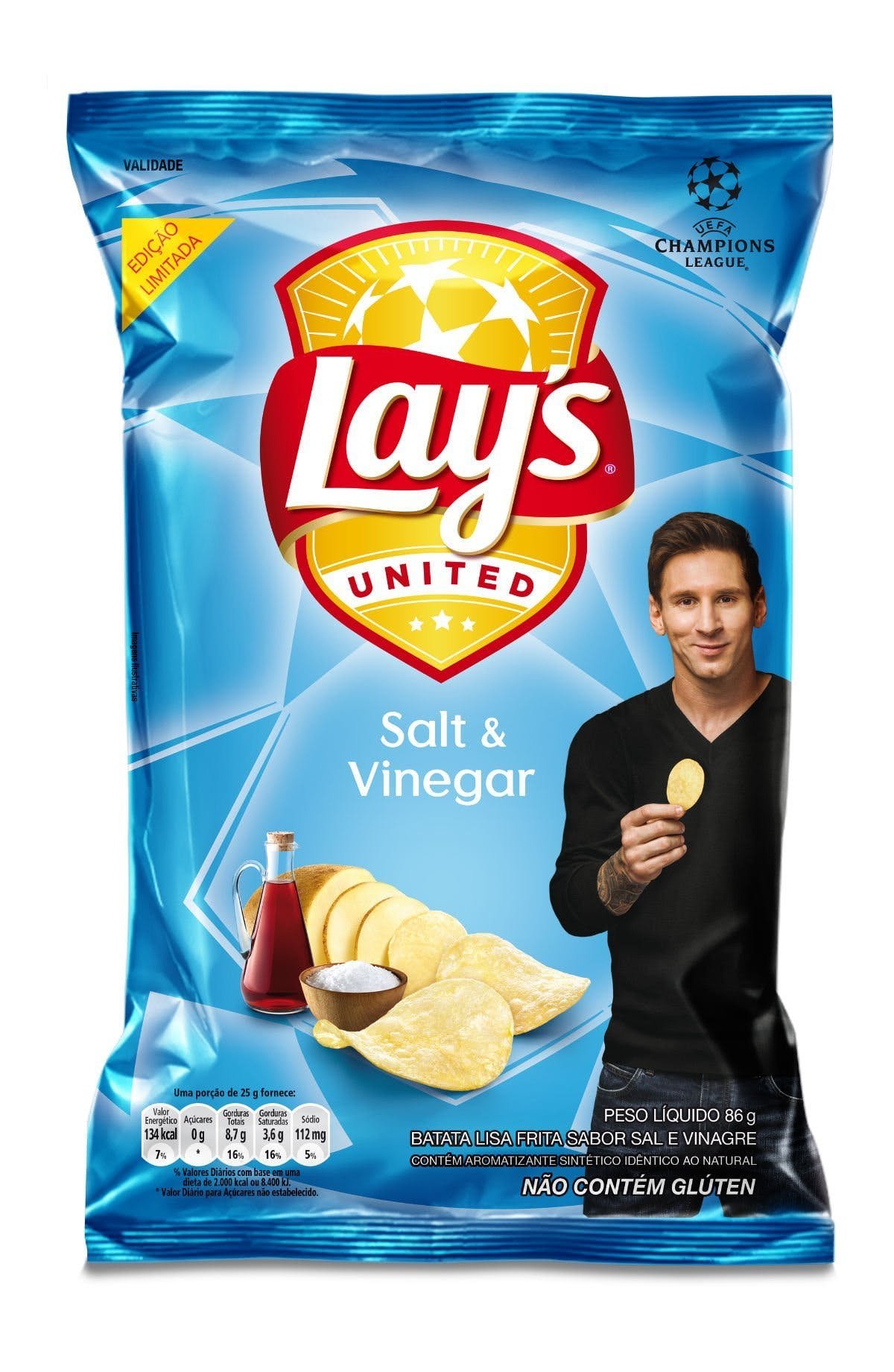 Lay's Salt & Vinegar: sabor chega ao Brasil em campanha com Lionel Messi e UEFA