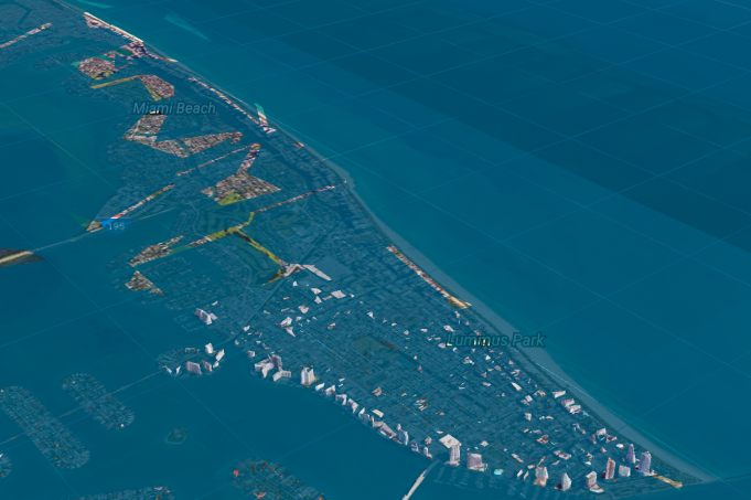 Vista de Miami em 2100, a partir do plug in criado pelo grupo Climate Central no Google Earth