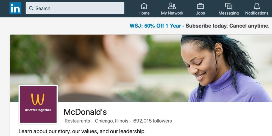 McDonald's: perfil da empresa no LinkedIn também mudou logo para Dia da Mulher
