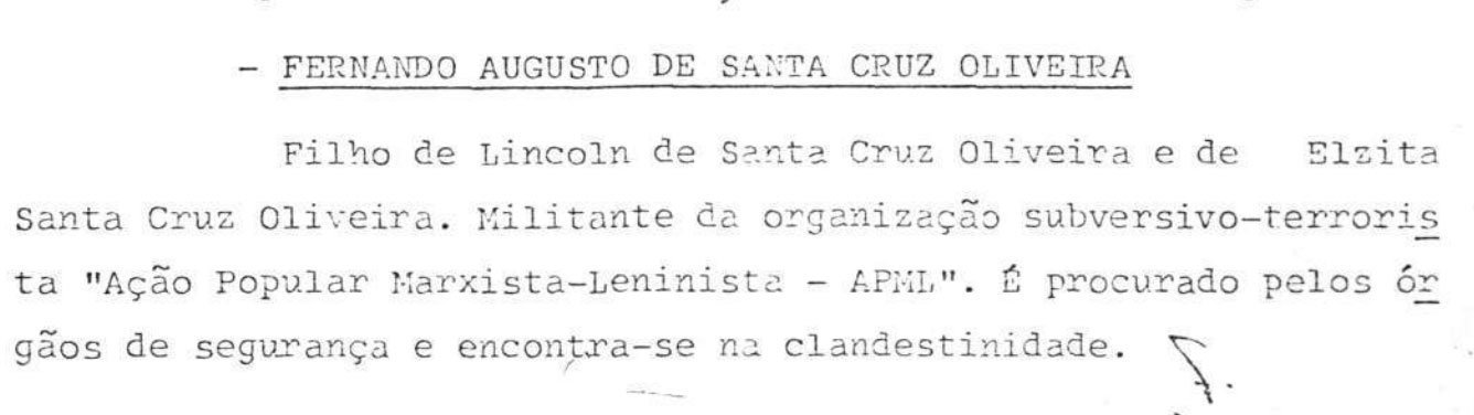Nota do Ministério da Justiça sobre desaparecimento de Fernando Santa Cruz