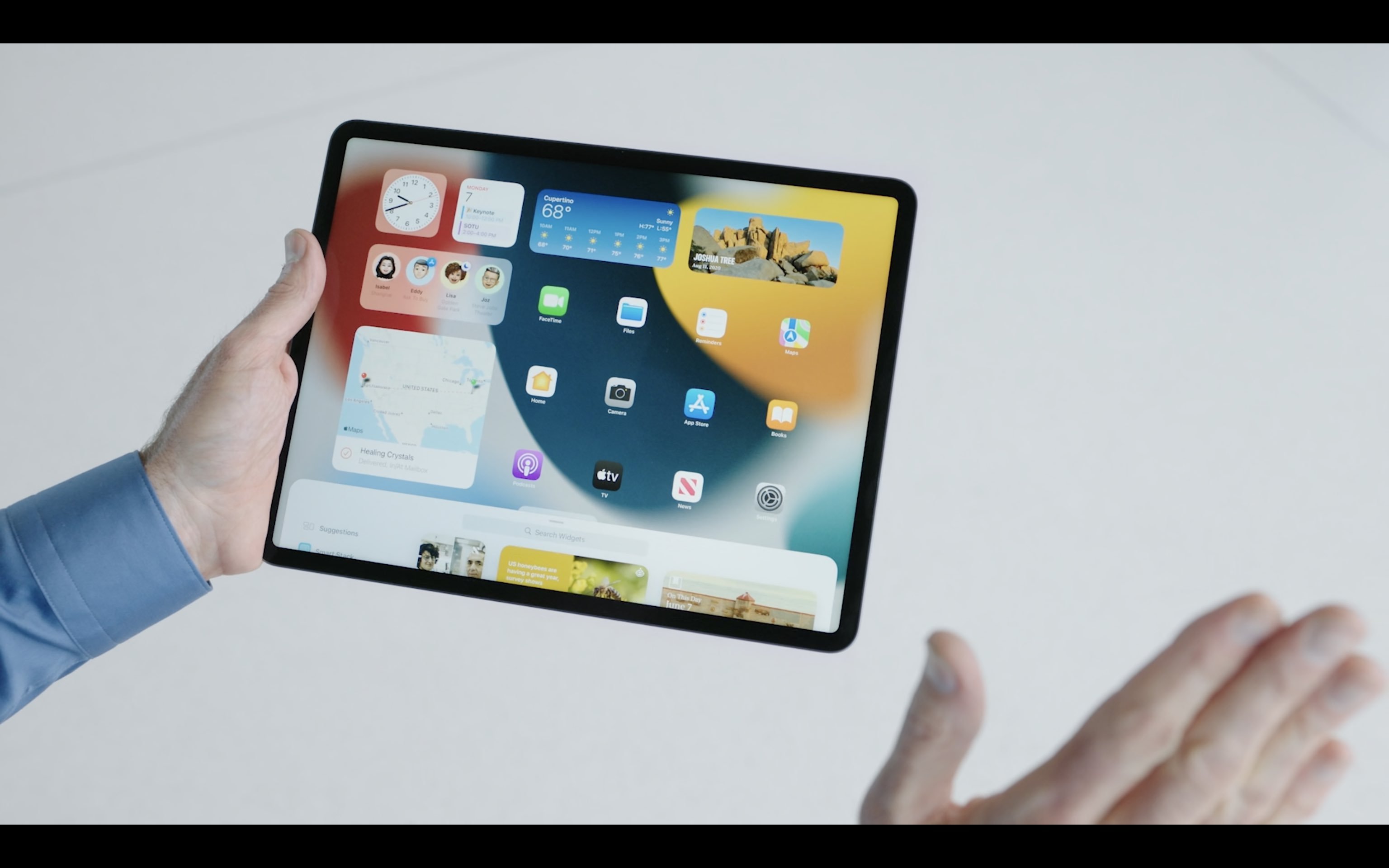 Visão dos Widgets na tela inicial do iPad