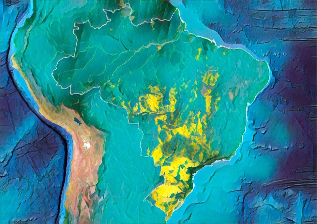 Mapa de controle da produção de soja no Brasil, estilizado com filtro do EXAME IN: informações serão automatizadas e estarão disponíveis dentro do próprio software (Gaivota/Divulgação)