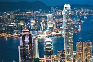Vista noturna de Hong Kong