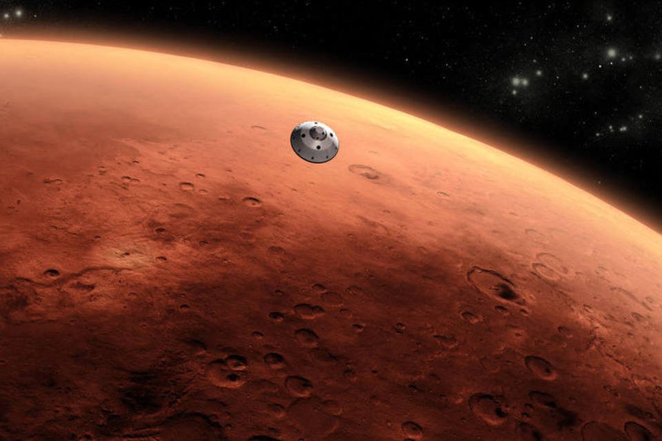 Aeronave se aproxima da atmosfera de Marte