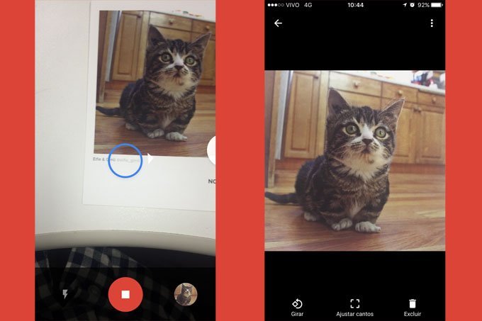 Telas do app PhotoScan, do Google