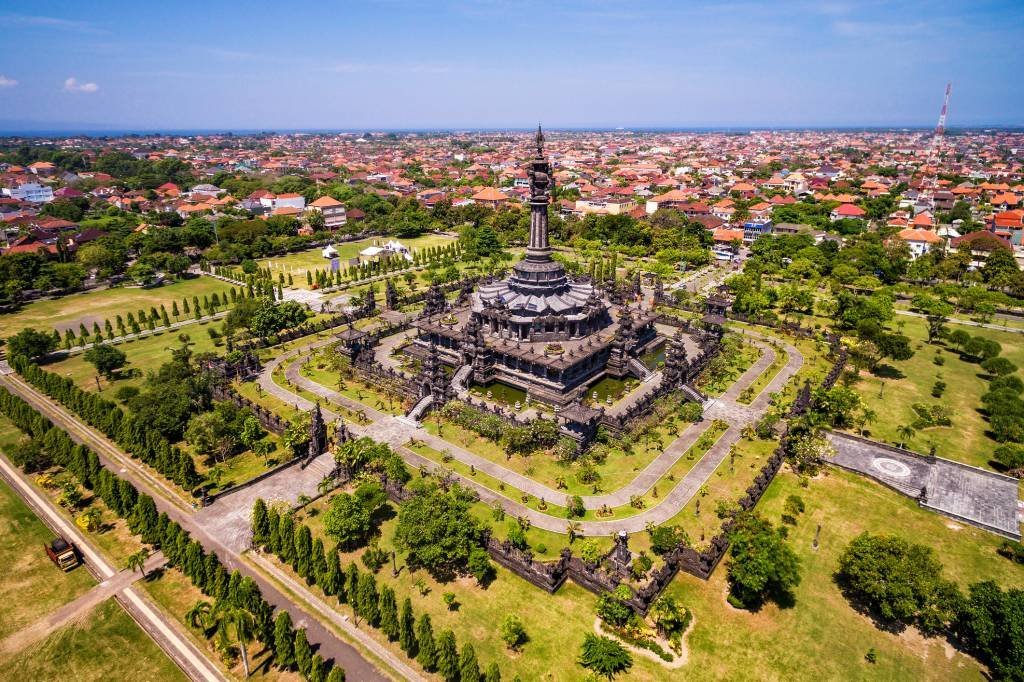 Aerial View of Bajra Sandhi Monument in Denpasar, Bali, Indonesia