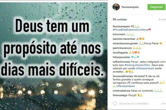 Mensagem da empresária Flávia Sampaio, esposa de Eike Batista, no Instagram