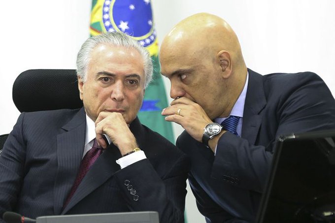 O presidente Michel Temer e o ministro da Justiça, Alexandre de Moraes