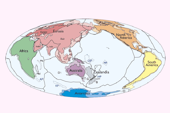 Mapa com a Zelândia