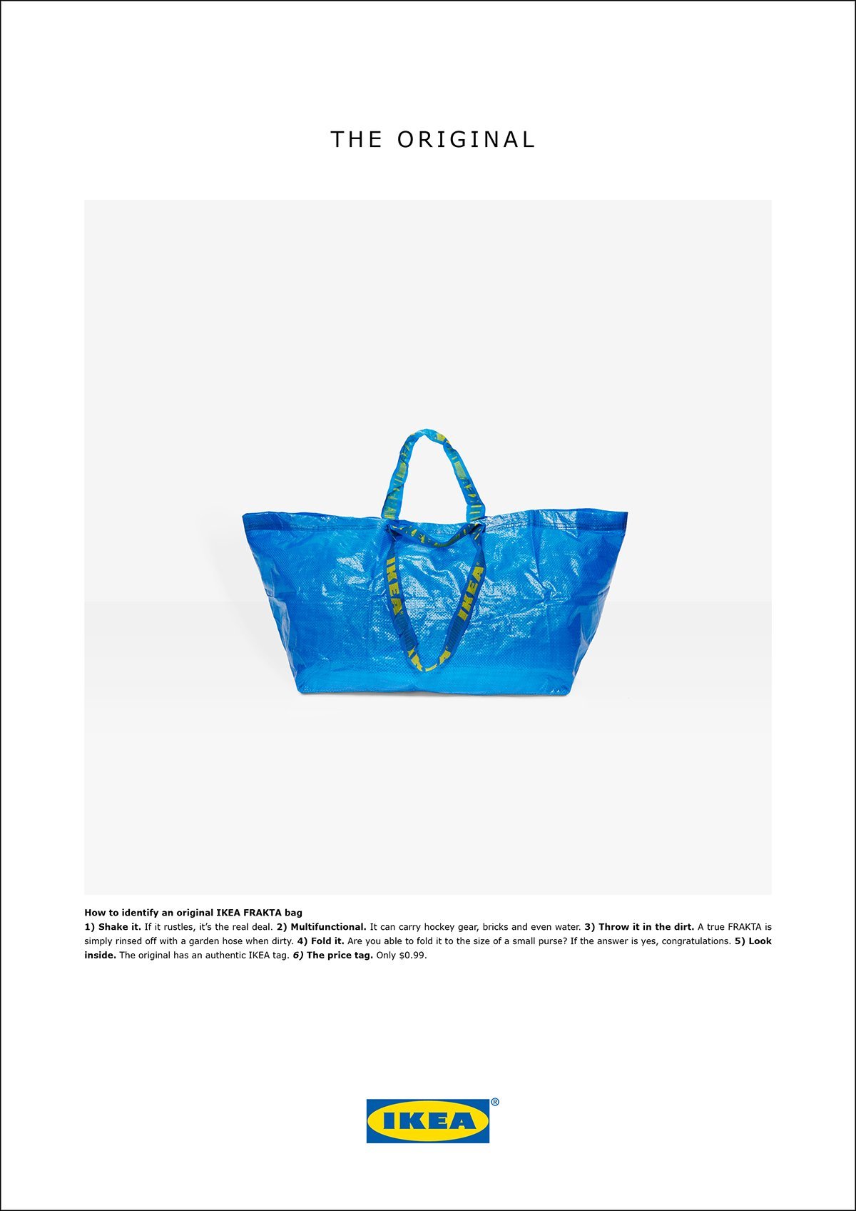 Anúncio da Ikea: piada com a bolsa da grife Balenciaga