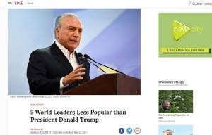 Revista Time destaca Temer entre presidentes menos populares que Trump