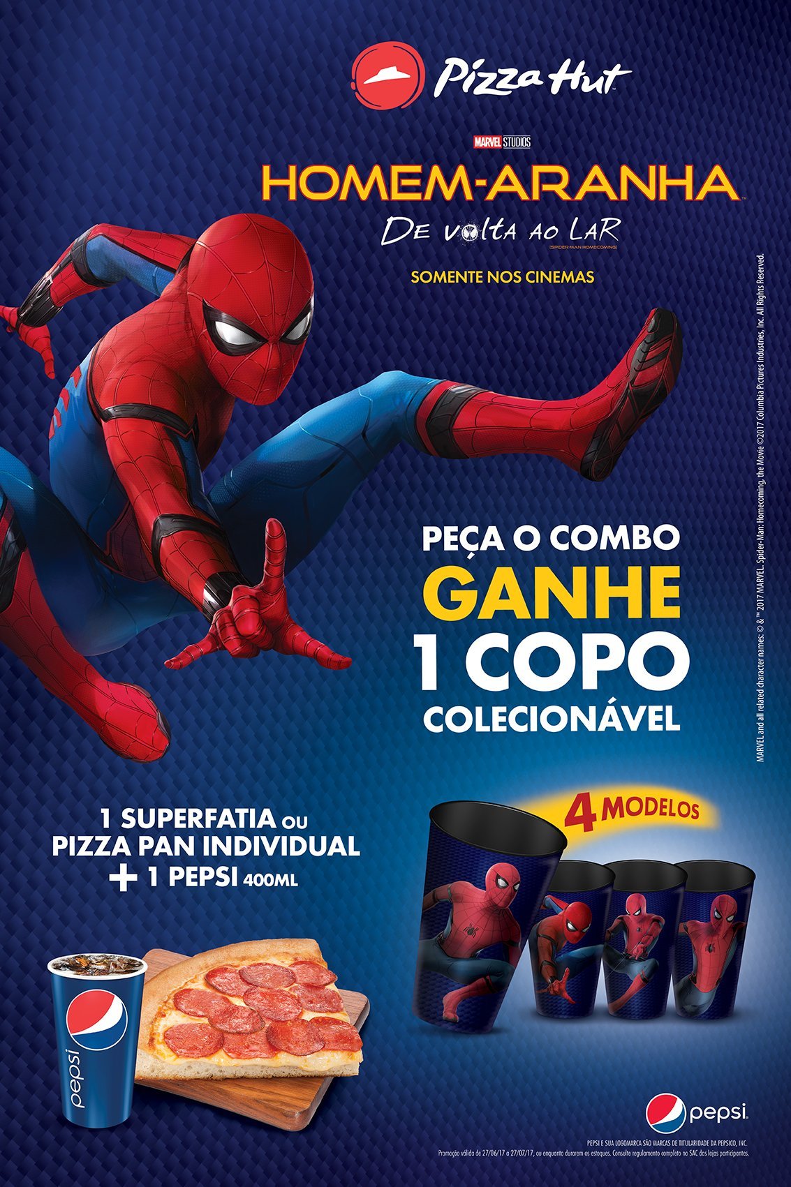Promoção da Pizza Hut no Brasil: parceria com Sony para divulgar novo filme do Homem-Aranha
