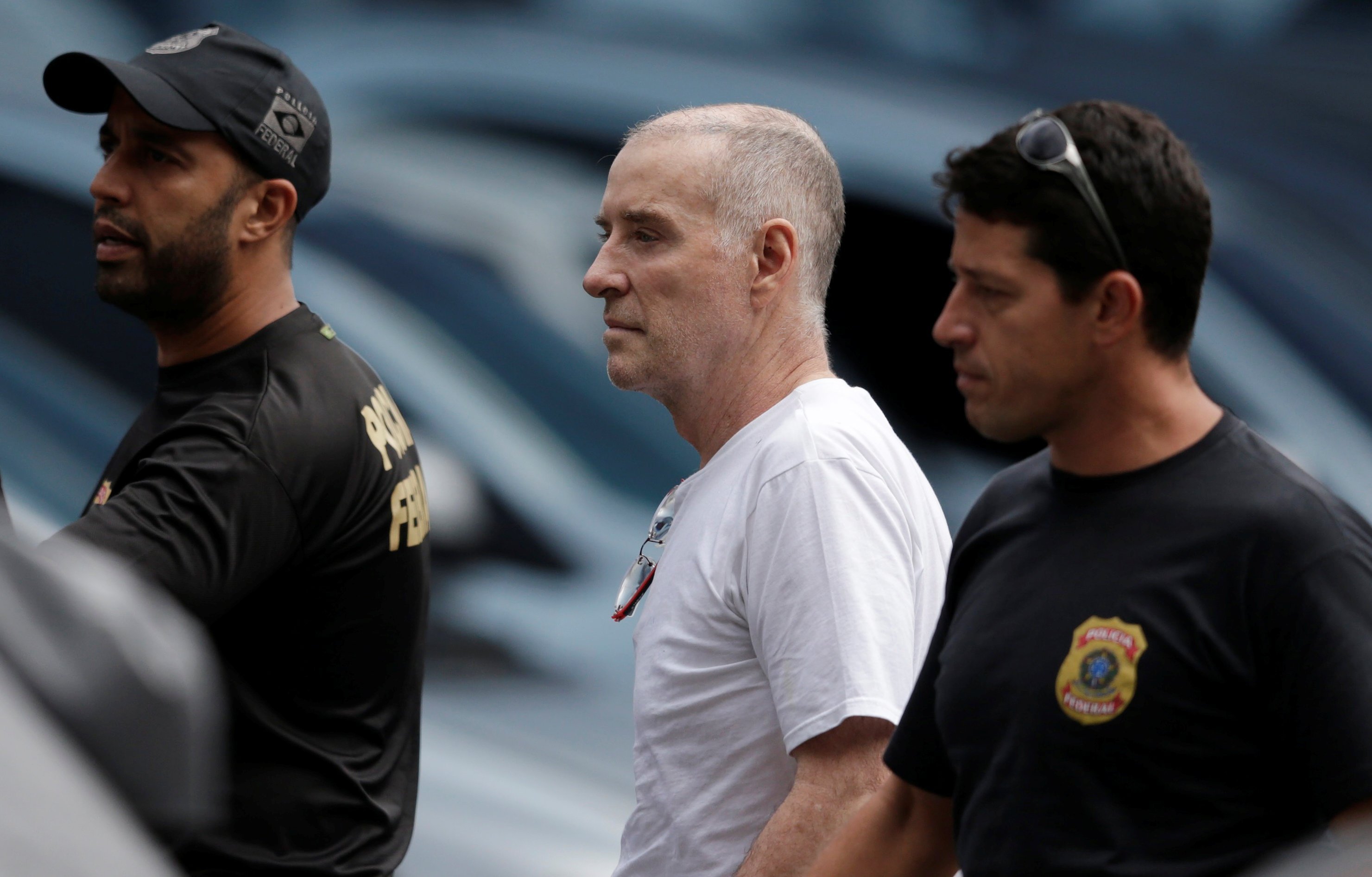 Former billionaire Eike Batista arrives at the Federal Police headquarters to give a testimony in Rio de Janeiro