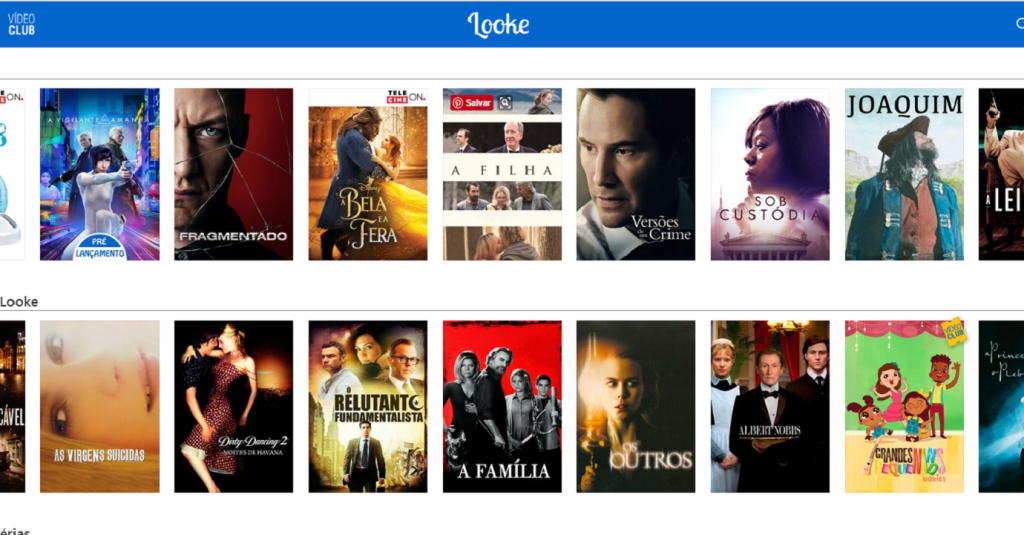 A plataforma Looke, que oferece filmes pela internet