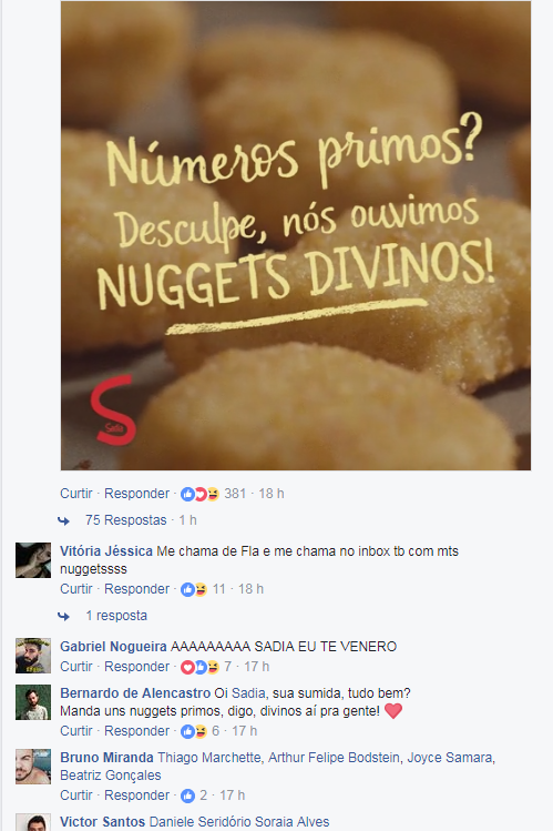 Sadia responde a post sobre quantidade de nuggets