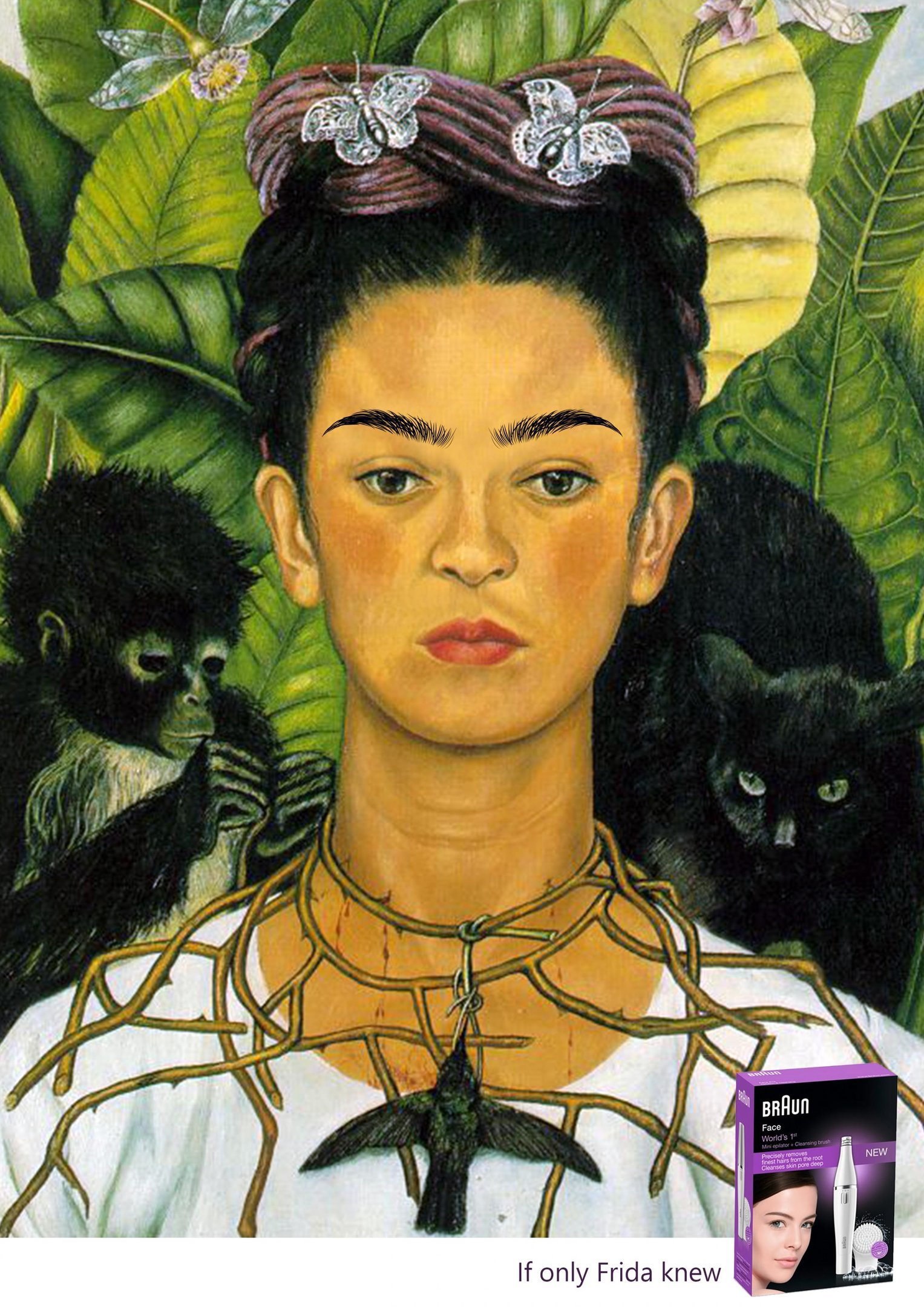 Campanha da Braun: anúncio de depilador facil usa imagem de Frida Kahlo