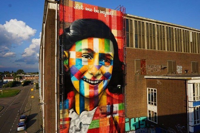 Painel Anne Frank em Amsterdã