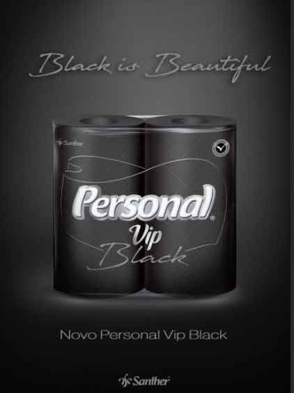 Novo Personal Vip Black: papel higiênico preto lançado pela Santher