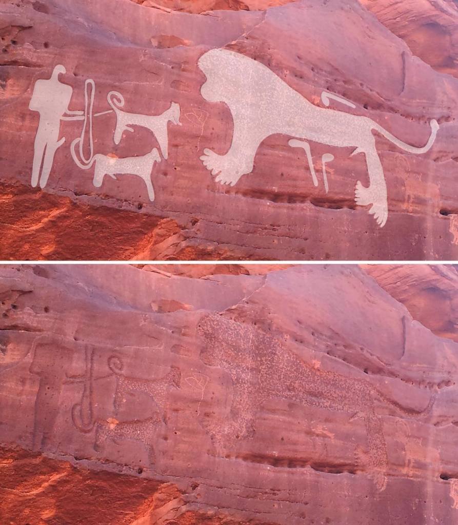 Fotos de caverna com desenhos de 10 mil anos mostrando cães adestrados