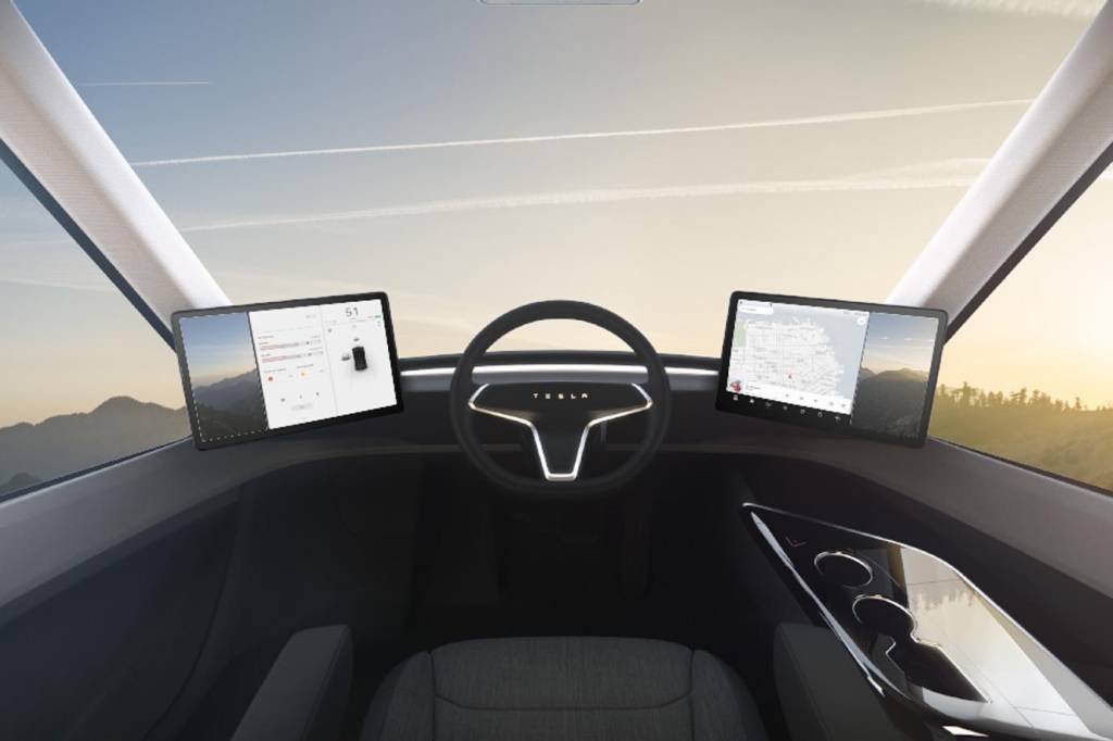 Interior do caminhão elétrico Tesla Semi