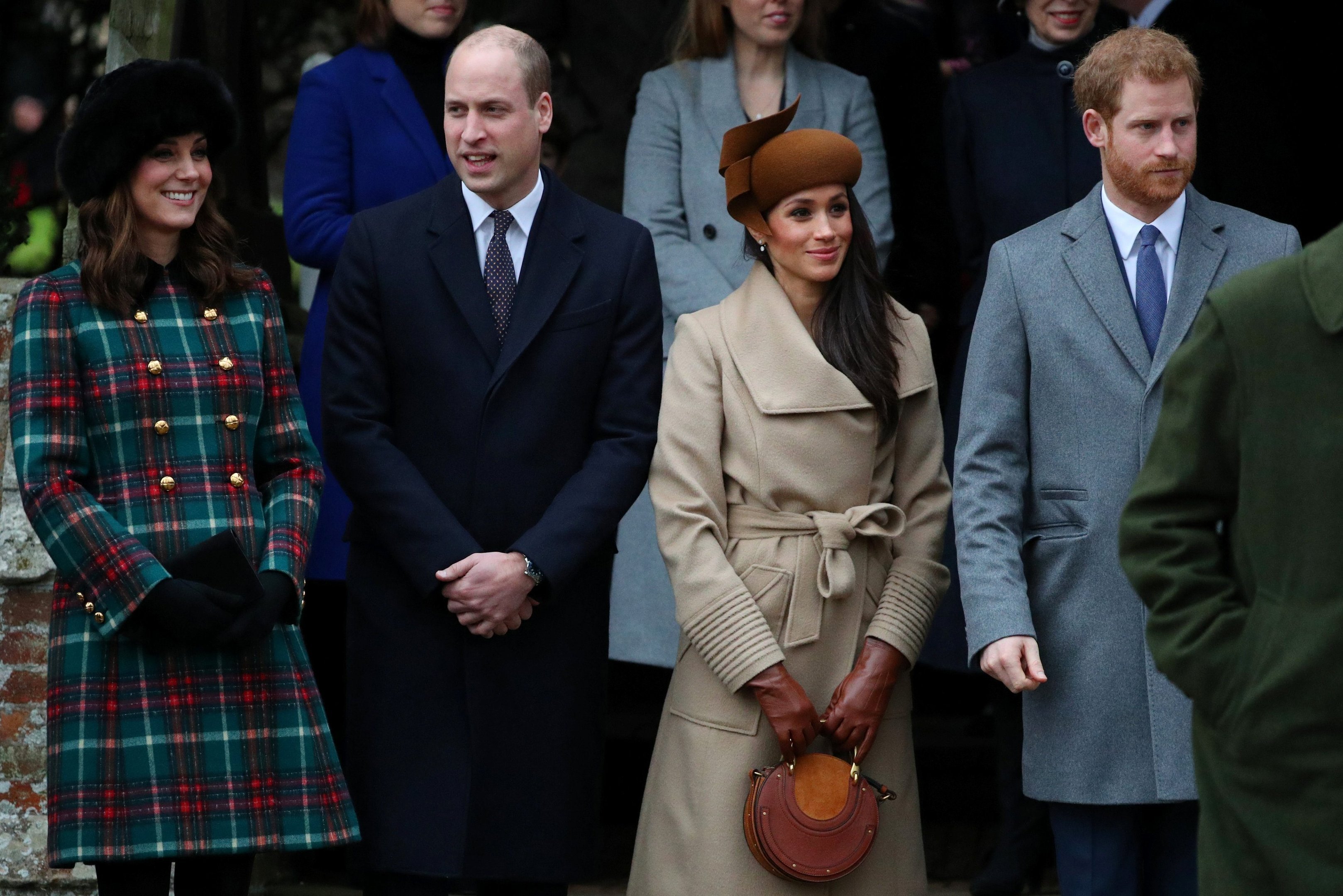 Catherine, príncipe William, Meghan Markle e príncipe Harry no Natal da família real