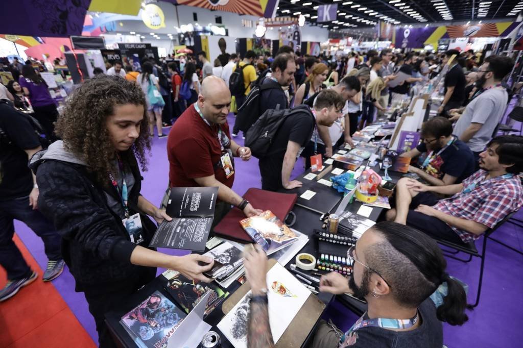 O "Artist’s Alley", onde o público pode encontrar quadrinistas brasileiros e internacionais