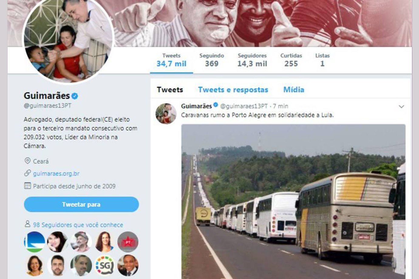 Tweet pró-Lula