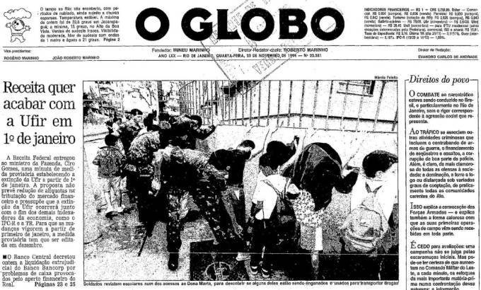 Edição do jornal O Globo de 23 de novembro de 1994