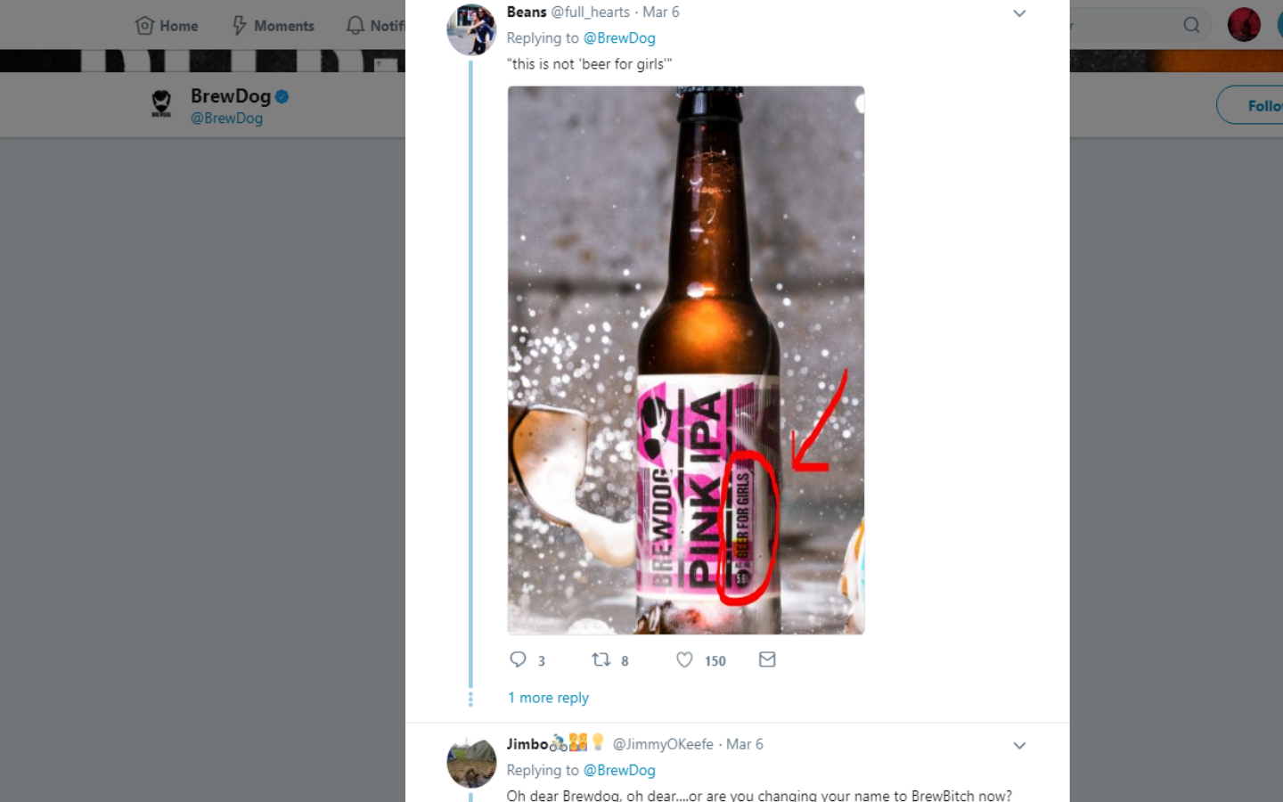 Mensagem no Twitter: críticas sobre cerveja "para mulher"