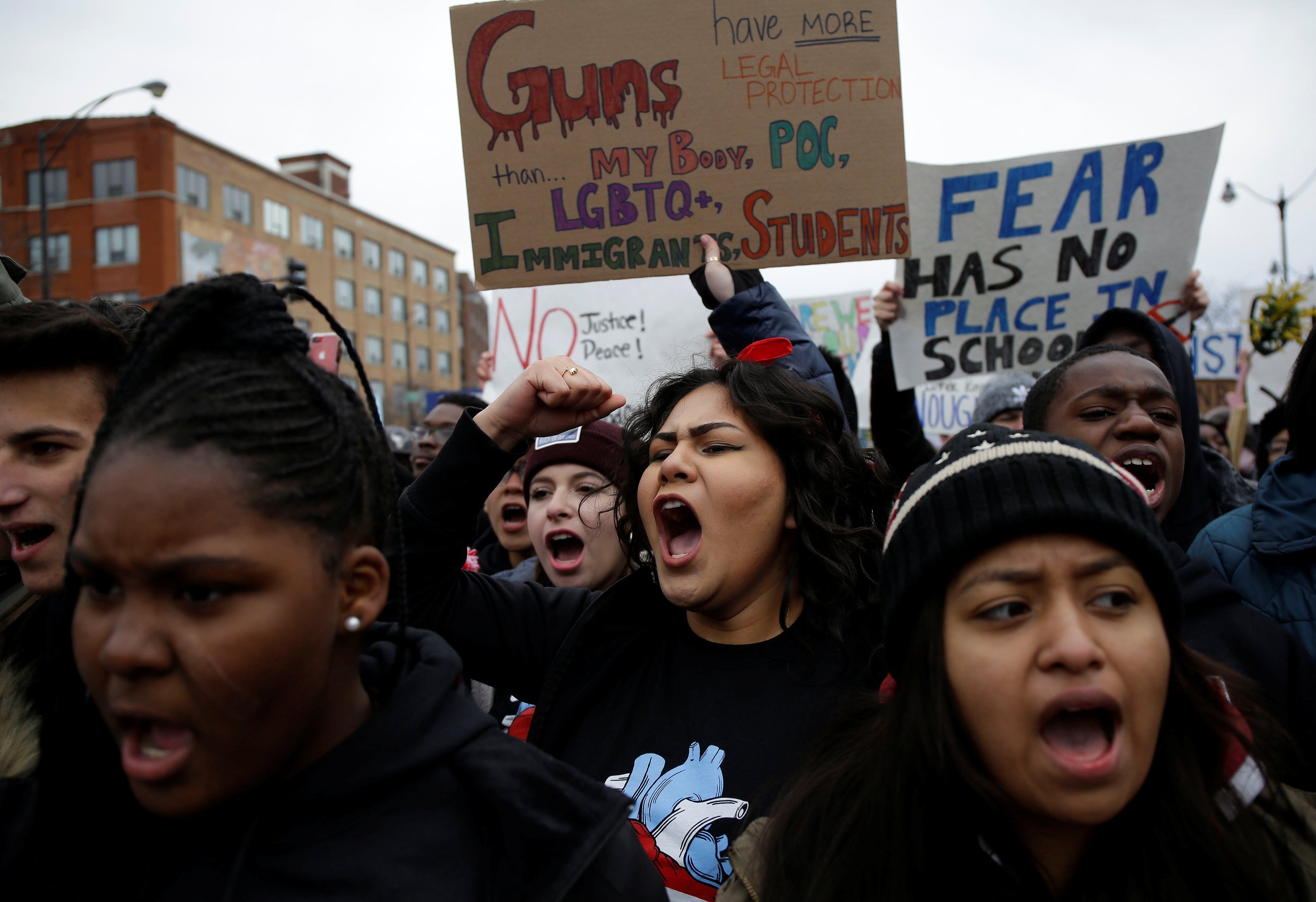 Students and gun control advocates attend the "March for Our Lives" event after recent school shootings, at a rally in in Chicago, Illinois, U.S., March 24, 2018. REUTERS/Joshua Lott