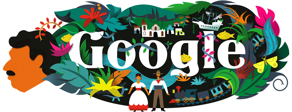 Desenho do Google em homenagem a Gabriel Garcia Márquez para seu aniversário, feito pelo artista Matthew Cruickshank