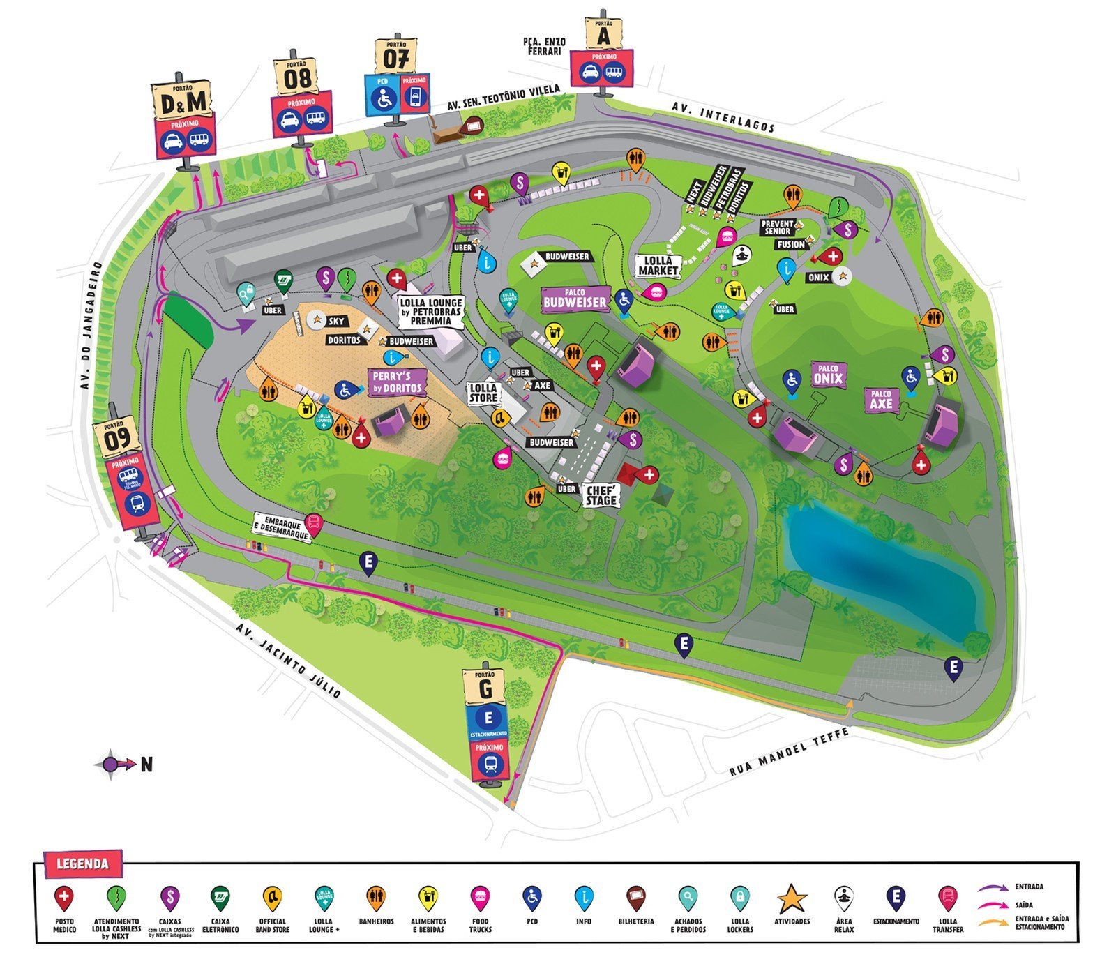 Mapa dos palcos Lollapalooza 2018