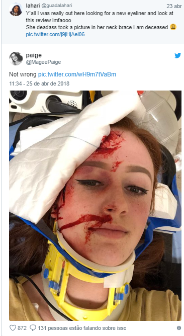 Shelby Pagan: foto de acidente e delineador viralizou nas redes sociais