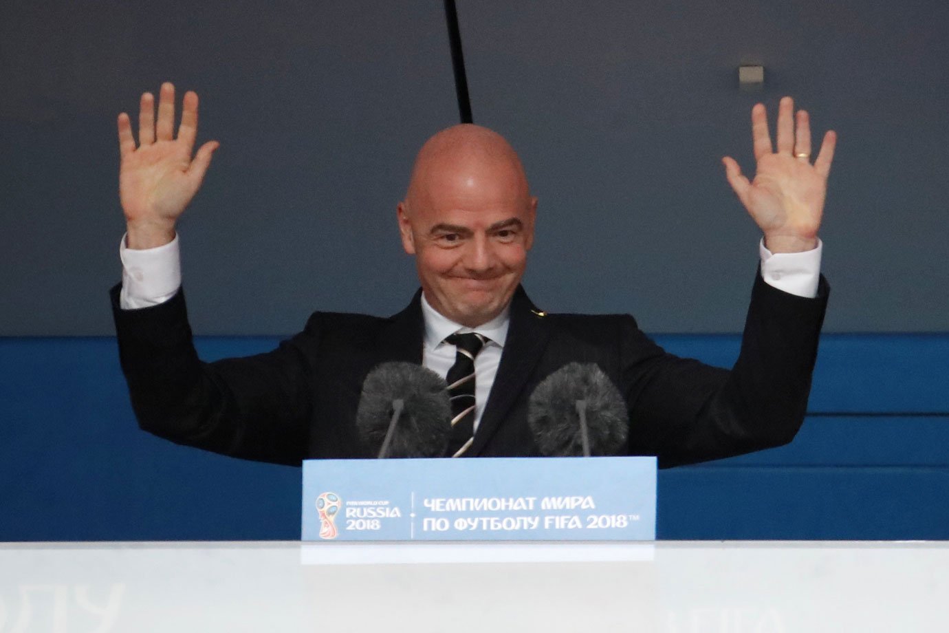 Gianni Infantino discursa na cerimônia de abertura da Copa do Mundo 2018 na Rússia