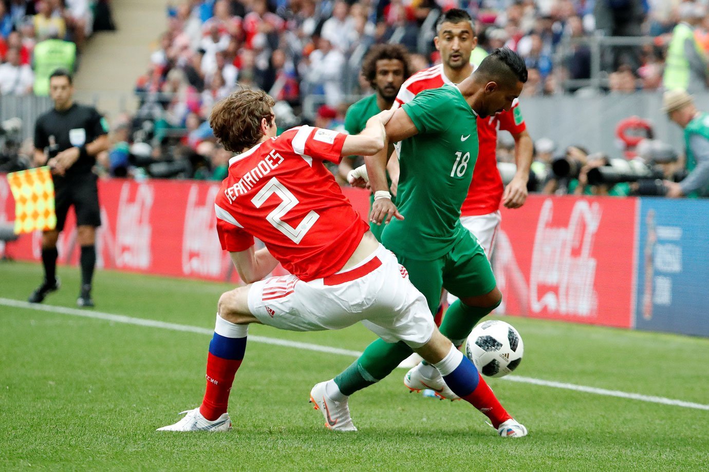Jogo entre Rússia e Arábia Saudita na Copa do Mundo 2018 na Rússia
