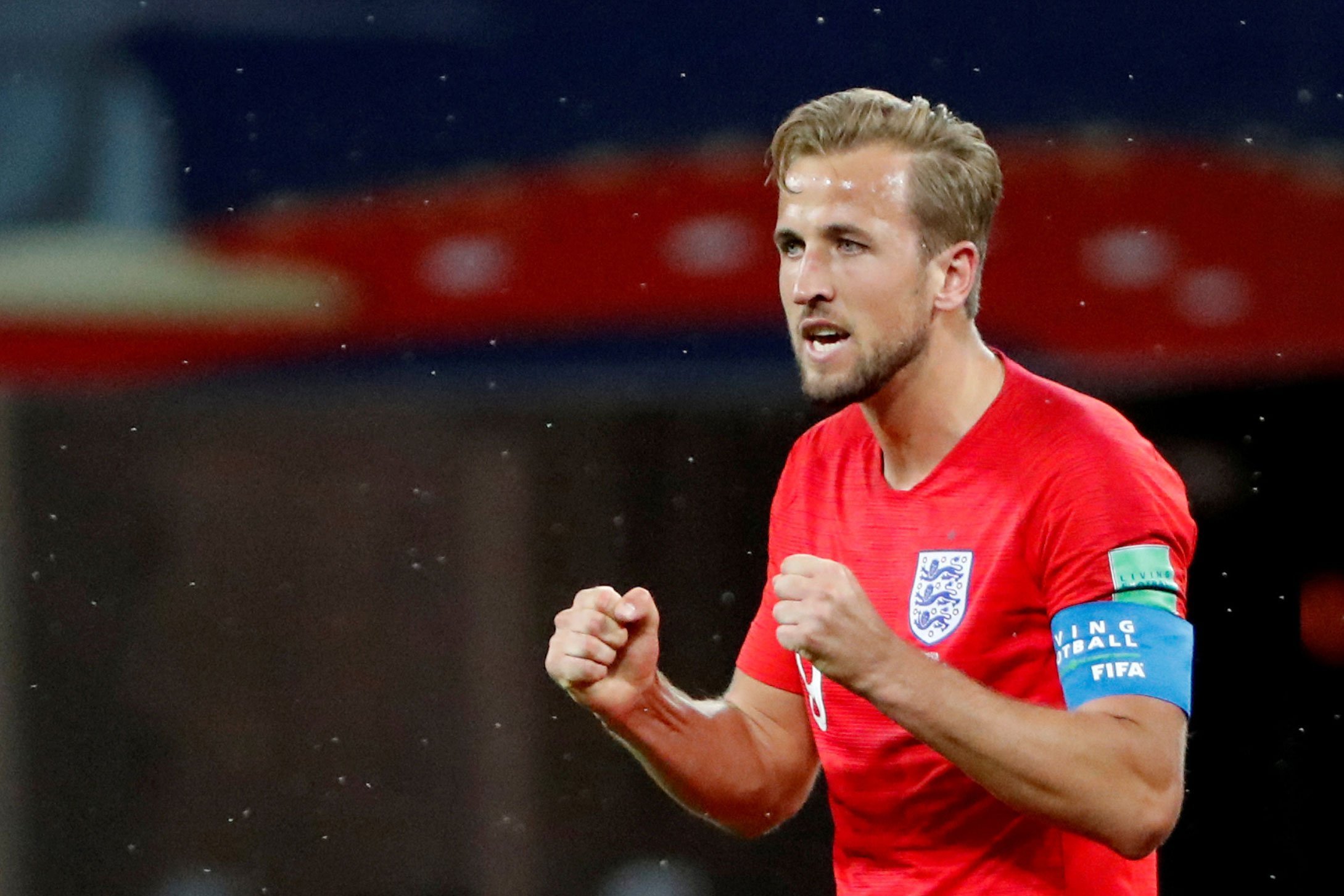 O britânico Harry Kane comemora após o jogo da Inglaterra contra a Tunísia na Copa do Mundo 2018