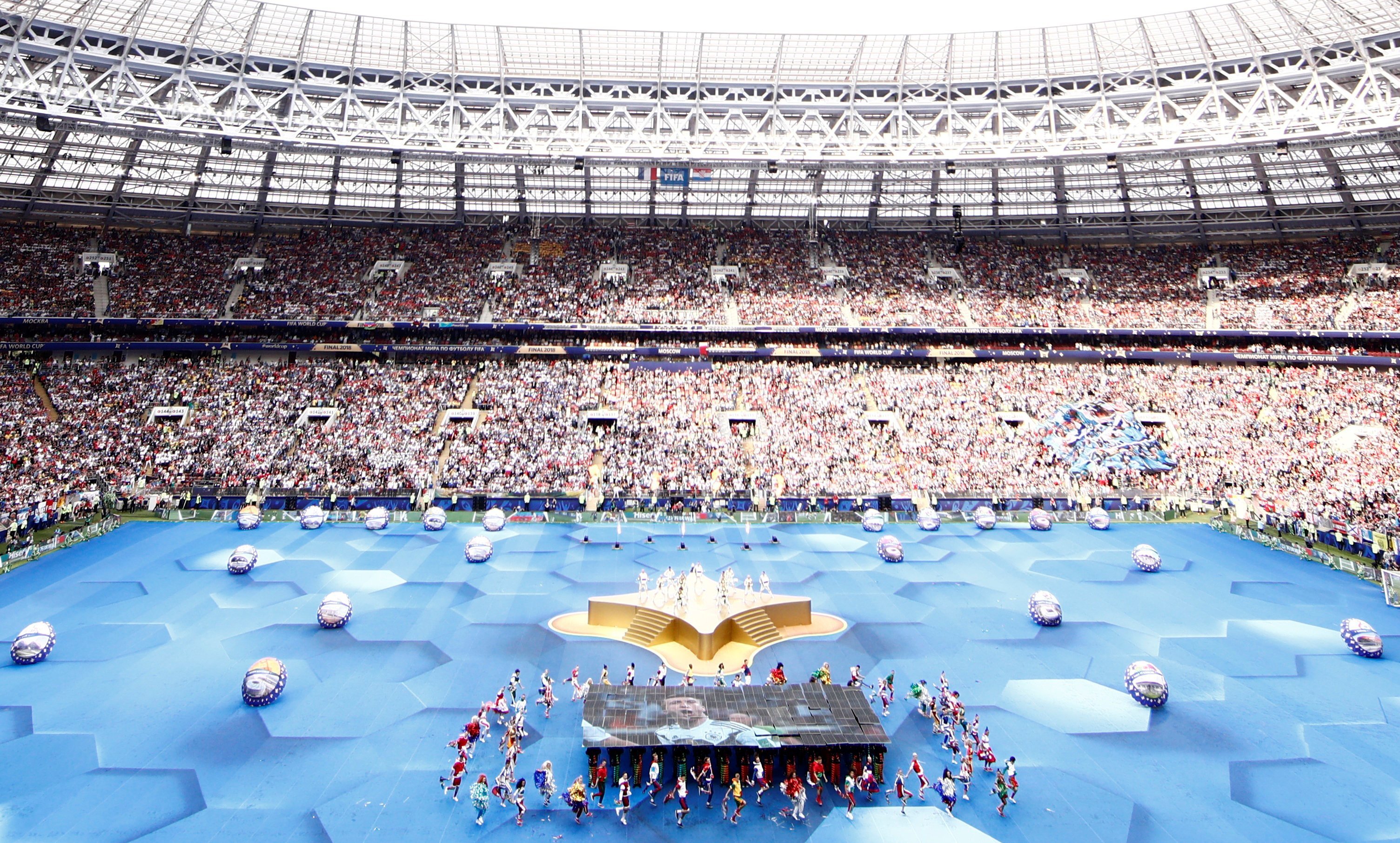 Cerimônia de encerramento da Copa do Mundo da Rússia 2018, no estádio Luzhniki, em Moscou