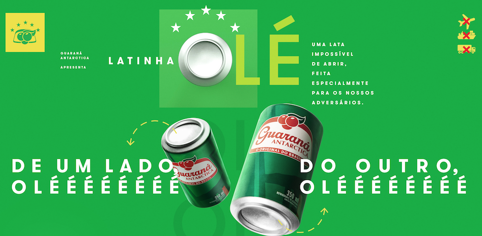 Guaraná Antarctica: lata especial para dar um "olé" nos gringos