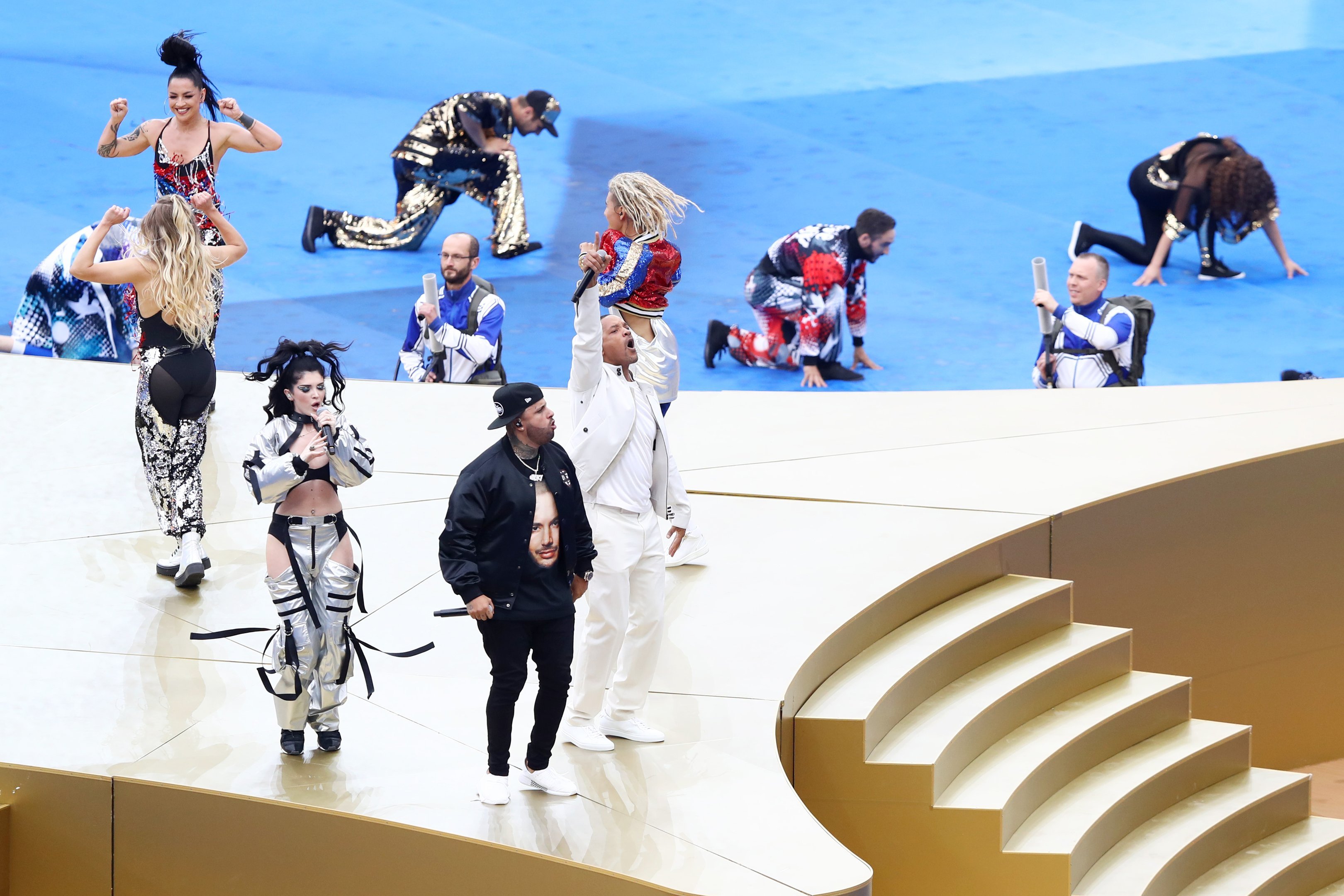 Will Smith, Nicky Jam e Era Istrefi se apresentam na cerimônia de encerramento na Copa do Mundo 2018, no estádio de Luzhniki, em Moscou