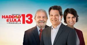 Logo do PT no primeiro turno das eleições 2018: Lula é Haddad