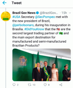 Twitter com foto de Bolsonaro e Orbán