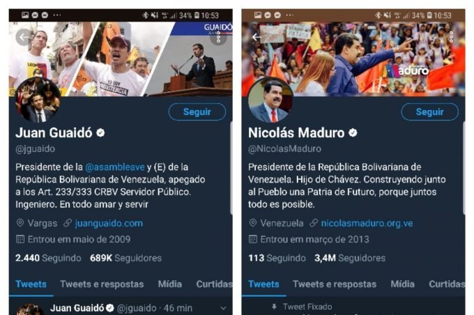 Twitter Nicolás Maduro e Juan Guaidó