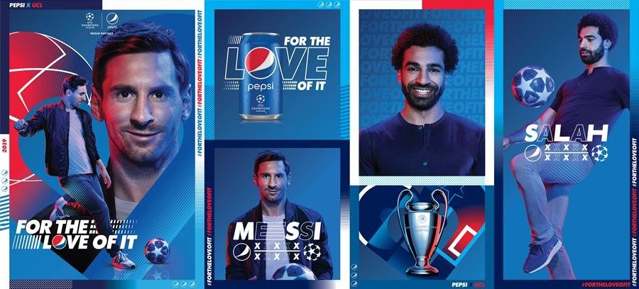 Pepsi na UEFA Champions League: parceia com Lionel Messi e Mohamed Salah