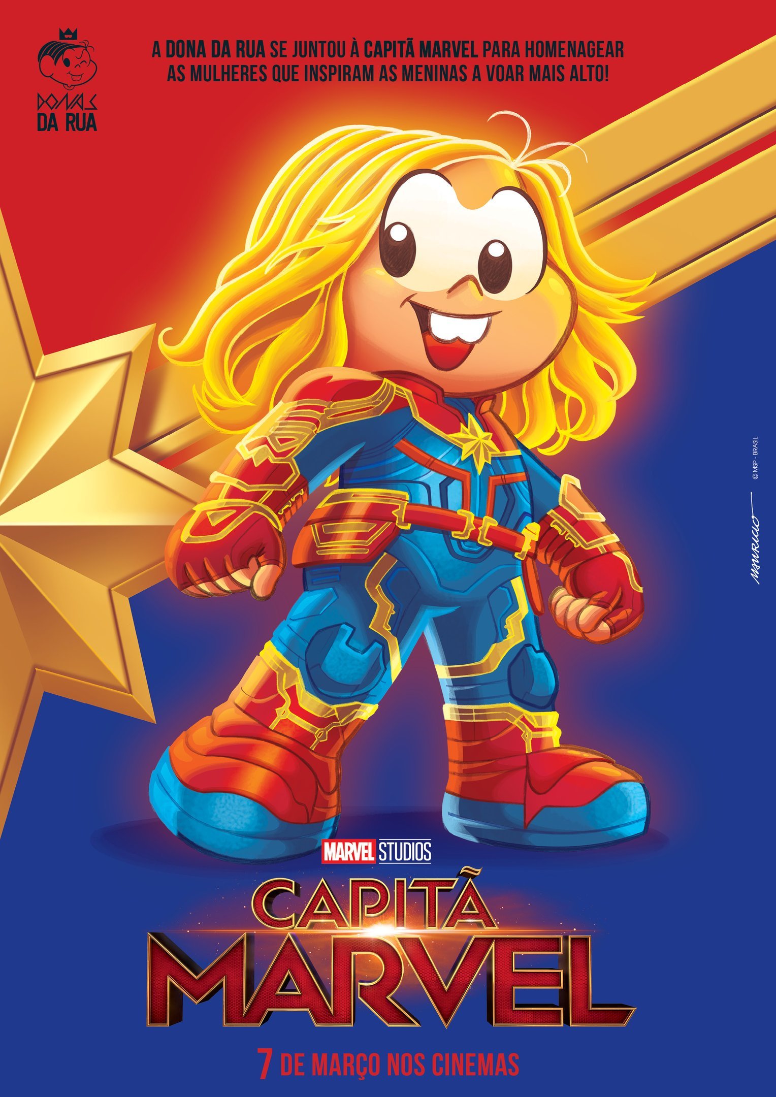 Cartaz da Turma da Mônica: parceria com o filme Capitã Marvel