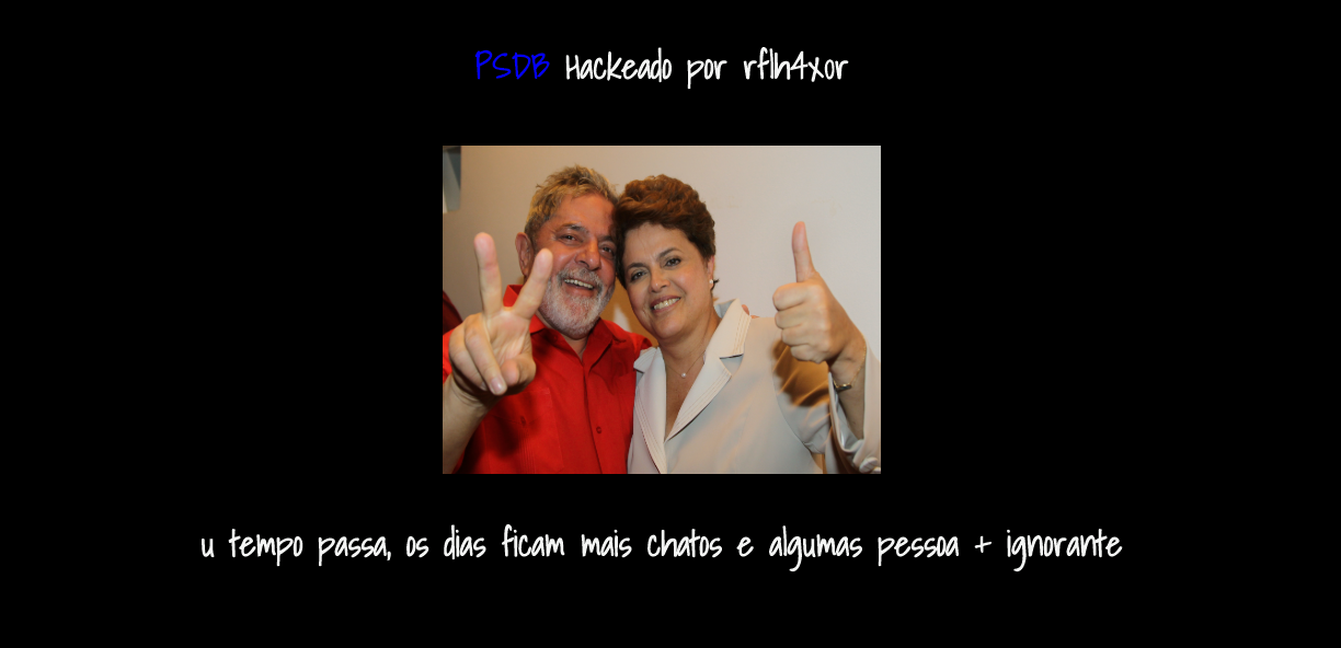 Montagem colocada na página inicial do PSDB após ataque hacker; partido atribui invasão a militante de "extrema esquerda desocupada"