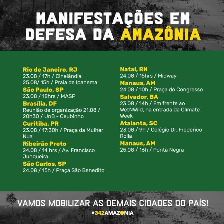 Manifestações em defesa da Amazônia