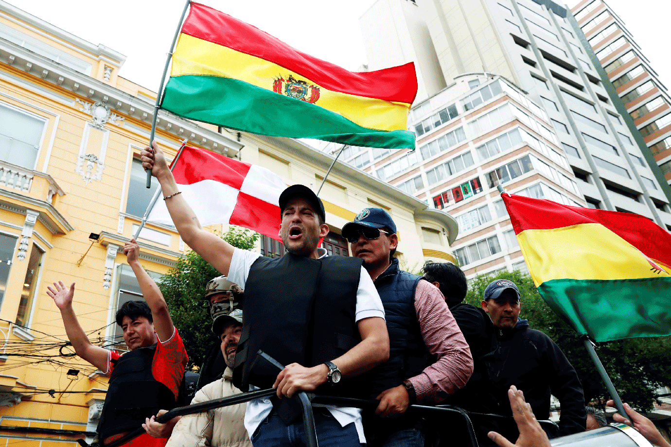 Luis Fernando Camacho durante protestos na Bolívia