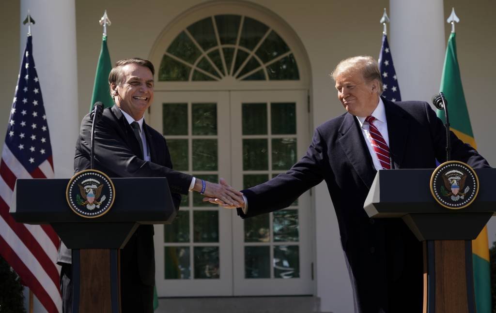 Presidente dos EUA, Donald Trump, e presidente Jair Bolsonaro na Casa Branca, em Washington